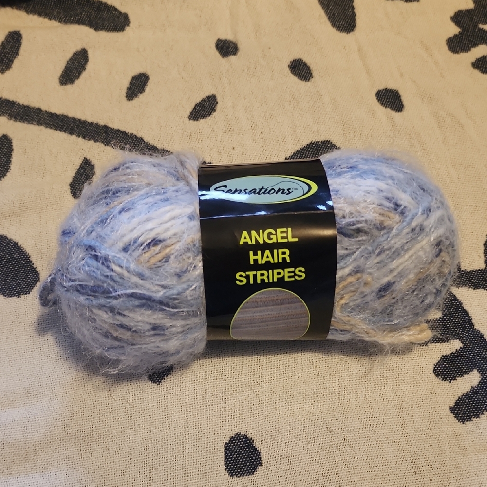 Angel Hair Stripes Yarn - Blue and White